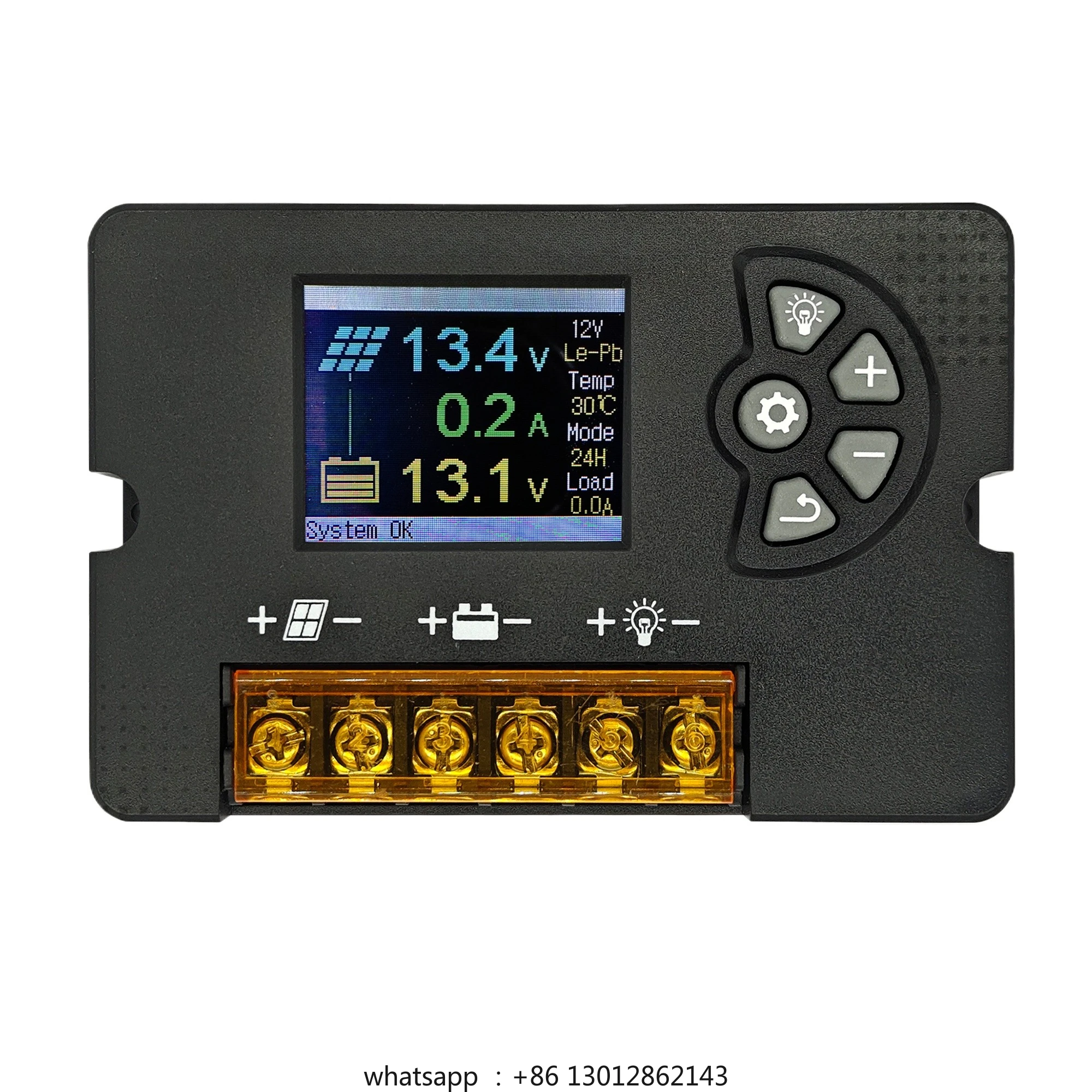 

12V/24V PWM solar charging controller 10A/20A/30A, with color LCD screen and adjustable voltage