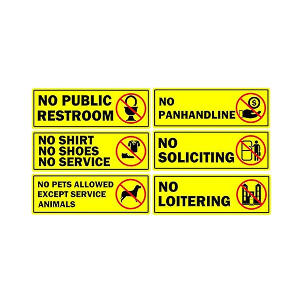 

3*9Inch No Public Restroom,No Soliciting No Loitering Stickers Indoor/Outdoor Business Sign for Small Office, Cafe Window 12Pcs