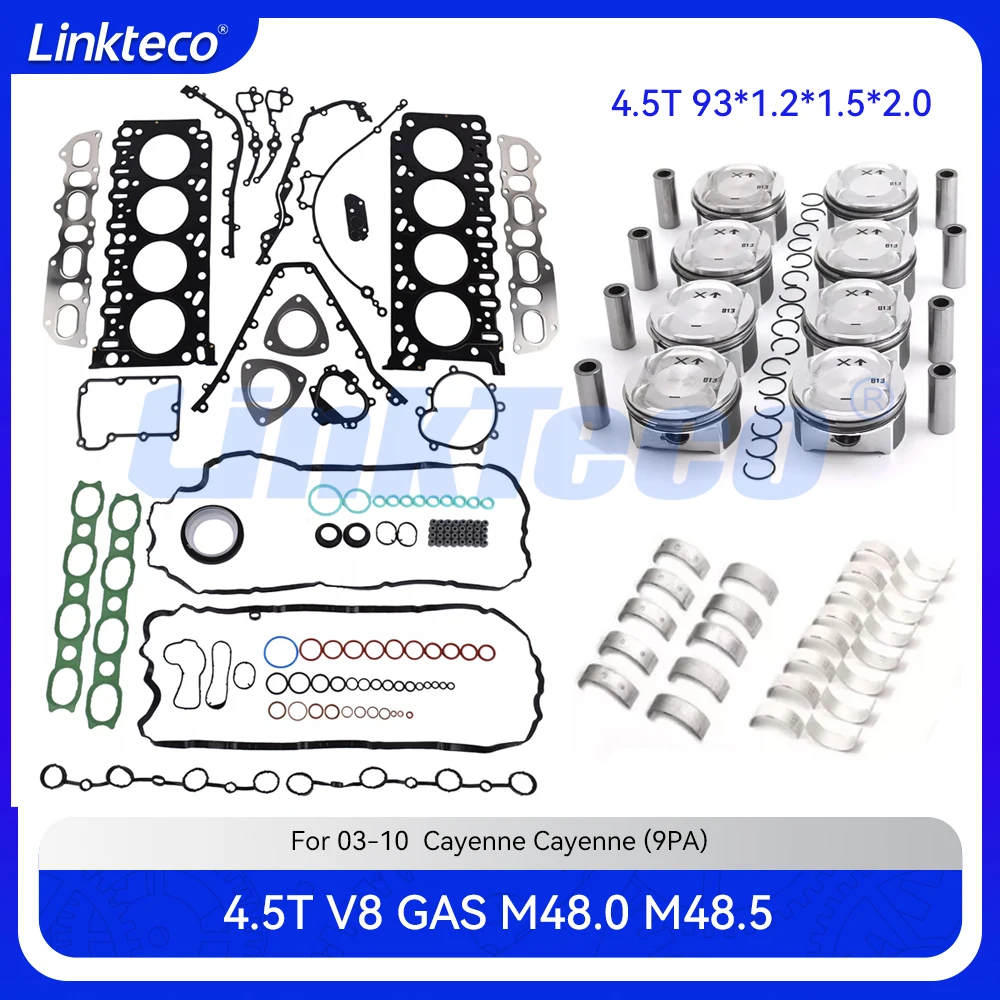 Engine main con rod bearing Full gasket set piston Ring Fit 4.5 T L M48.00 M48.50 For 03-10 Porsche Cayenne 955 9PA S 4.5L 4.5T