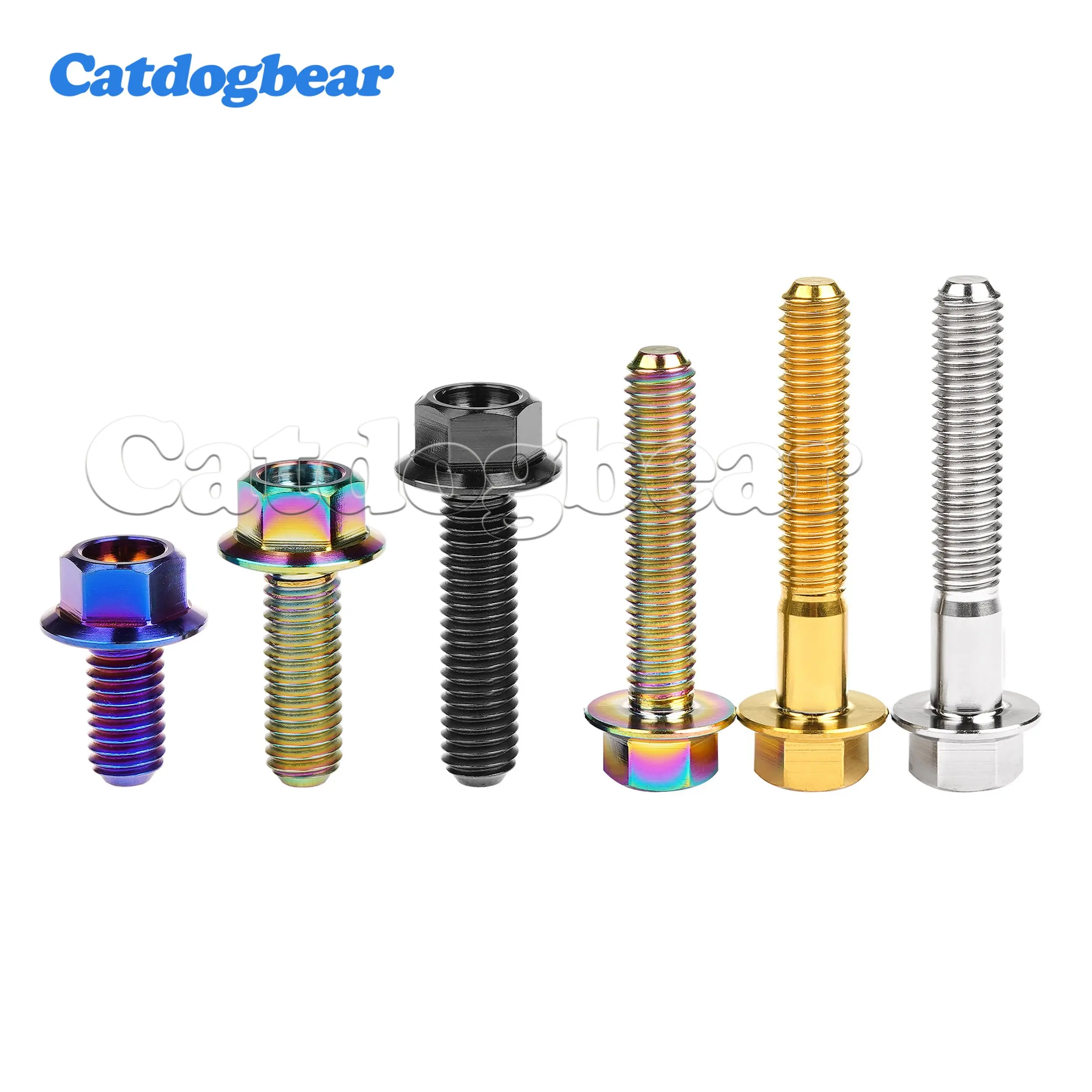 

Catdogbear Titanium Bolts M4x6/8/10/12/15/20/25/30mm Socket Flange Head DIN6921 for Motorcycle Modified