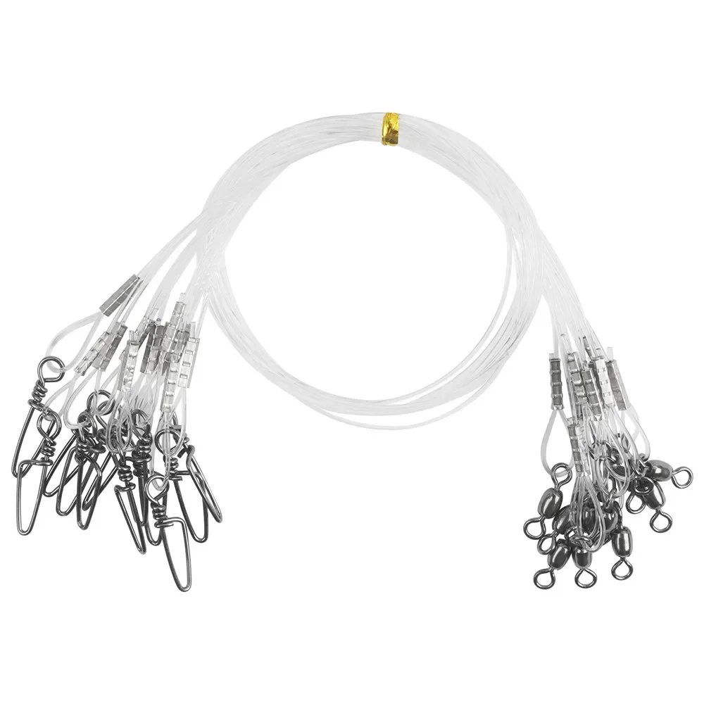 

24Pcs Fluorocarbon Fishing line Leader 20lb-50lb wire leader Saltwater Rigs with Swivels Snap Quick change Fishing connector