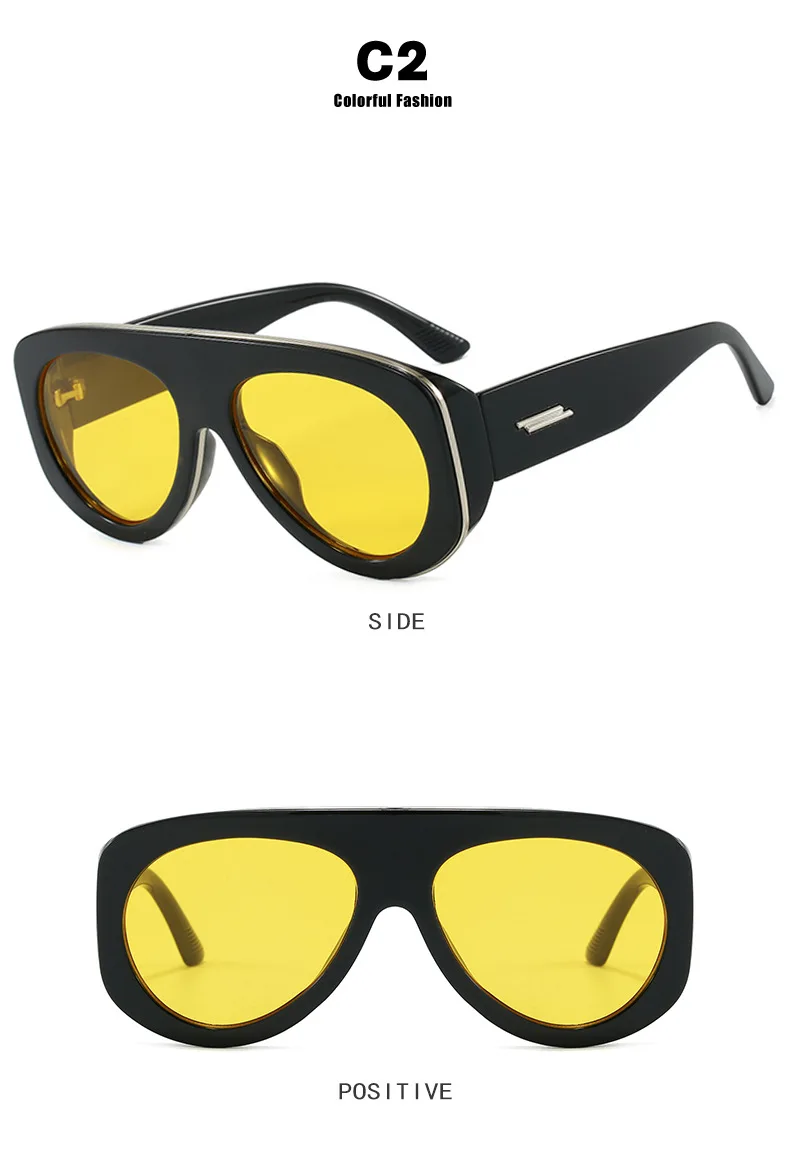 Mode Pilot Sonnenbrille Frauen Marke Designer Neue Große Rahmen Sonnenbrille UV400 Oval Schutz Sonnenbrillen – Detail 3
