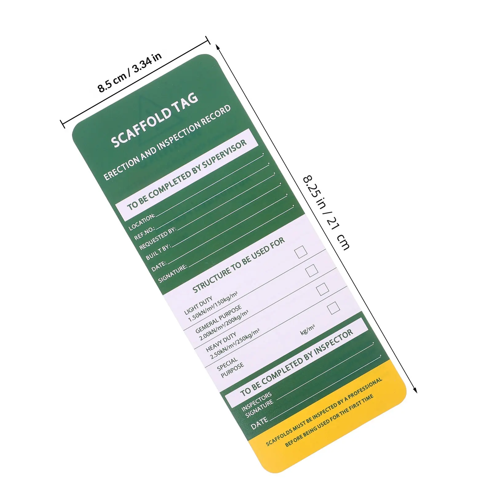 6Pcs Safety Warning Signs Scaffold Tags Industrial Grade for Construction Site Scaffold Inspection Writable Label Traffic Safety