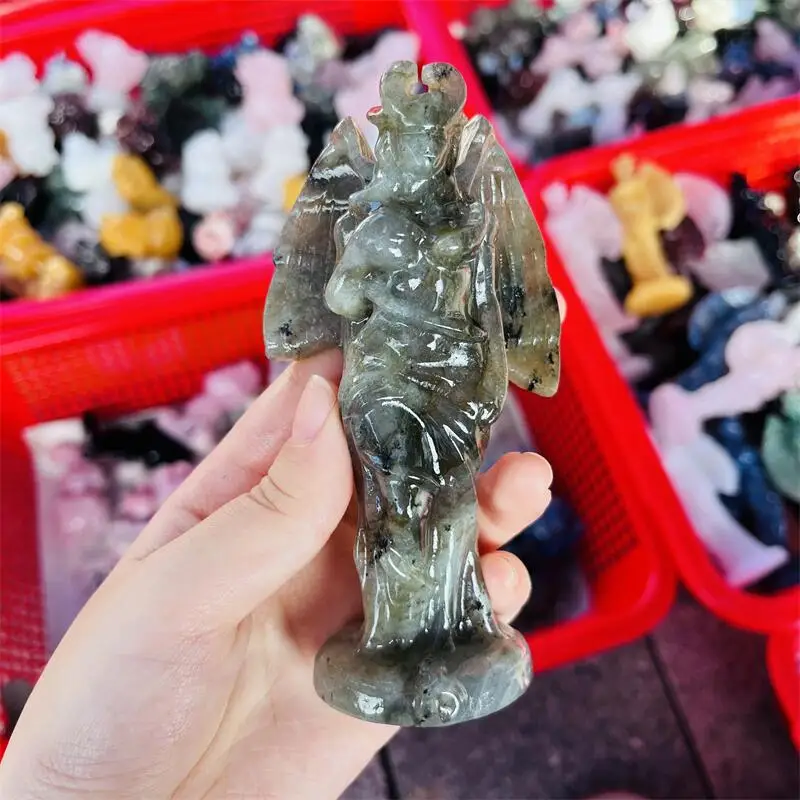 Natural Labradorite Witch Succuba Lilith Statue Carving Beautiful Gemstone For Home Decoration Collection Holiday Gift 1PCS