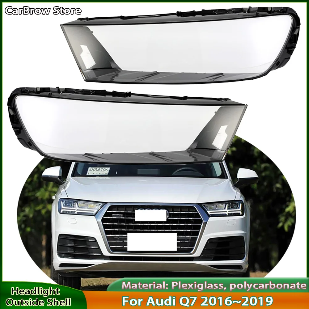 

Transparent Clear Headlight Housing For Audi Q7 2016 to 2019 Headlamp Assembly Lens Protective Cover