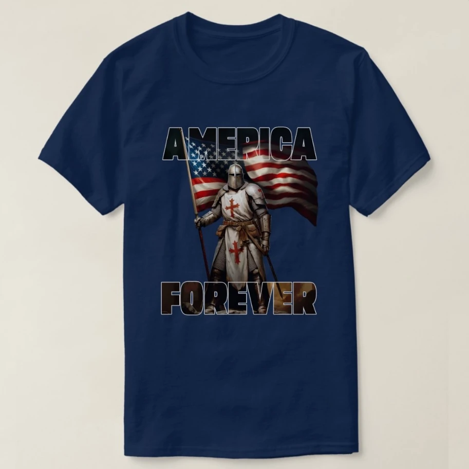 America Forever - American Crusader Knights Templar T-Shirt 100% Cotton O-Neck Summer Short Sleeve Casual Mens T-shirt