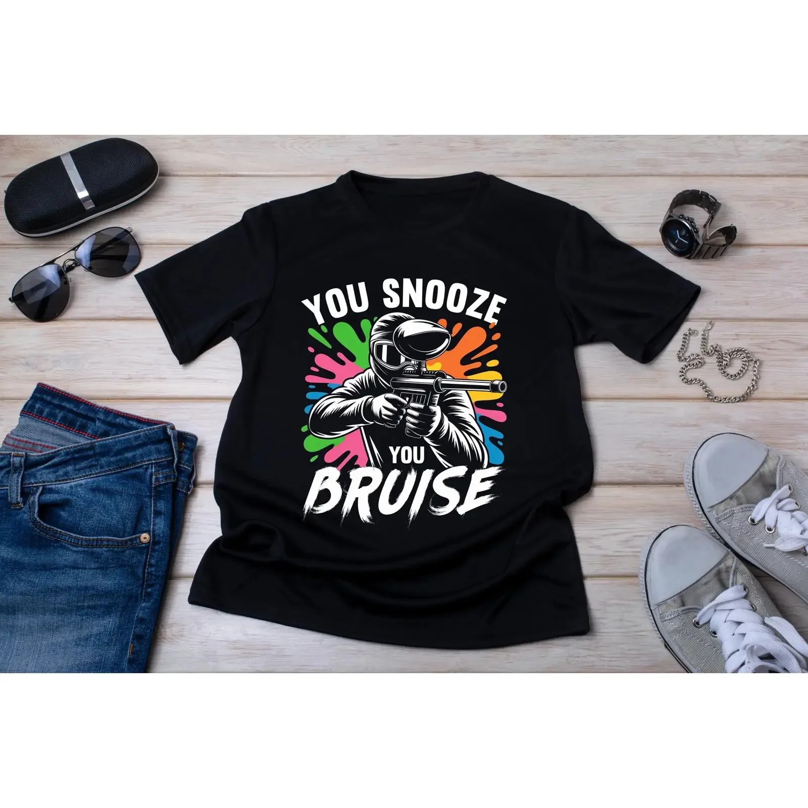 You Snooze Bruise Paintball T Shirt Paint Splatter vintage Washed designer clothes Top For Everyday Wear Stylish Soft Unisex