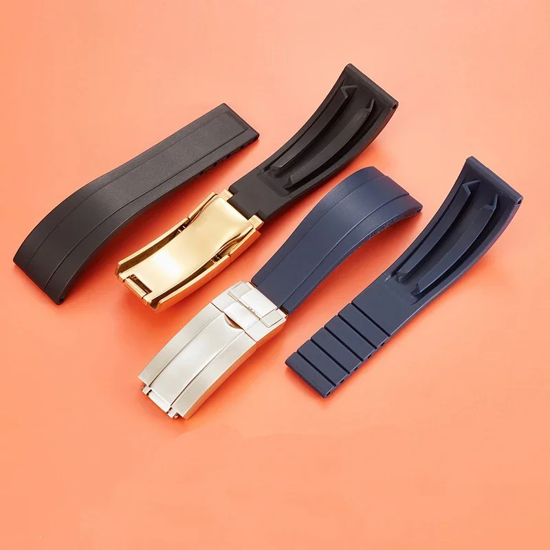 

Nature Soft Silicone Rubber Men 20mm Watchband For Rolex Watch Strap Daytona Submariner GMT OYSTERFLEX Bracelet Folding Buckle