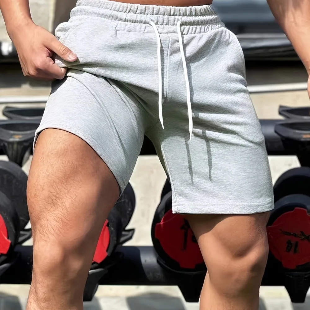 

Мужские спортивные шорты однотонные с завязками, повседневные летние шорты для активного отдыха и фитнеса