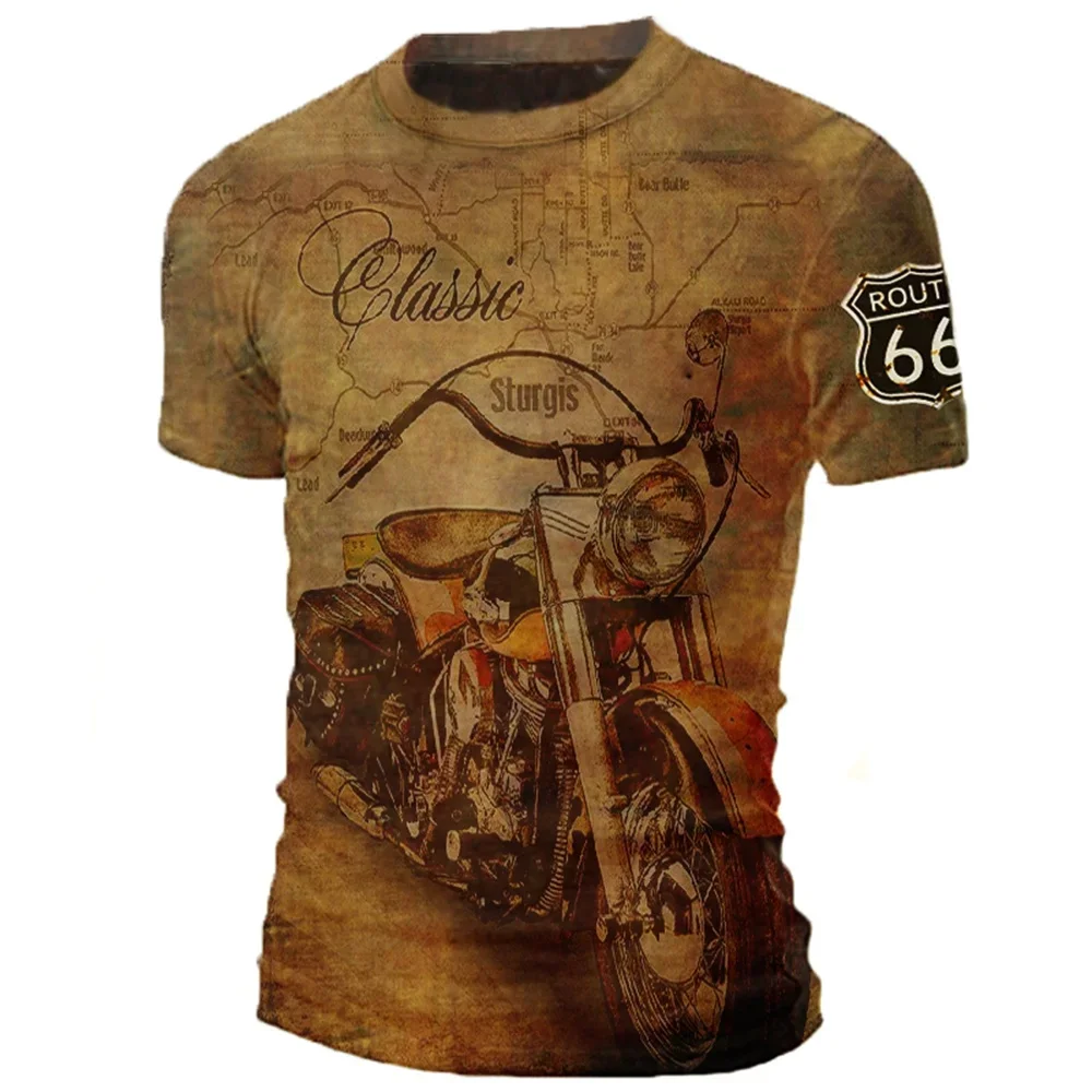 

2024\25 Hot-selling 3D Printed Short-sleeved Retro Classic Men's Street Motorcycle Shirt Large-sized T-shirt