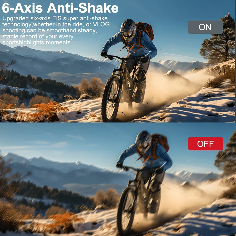 Kamera Aksi Ourlife 5K30FPS EIS 2.0 Inci IPS Layar Ganda 30M Tahan Air WiFi 5X Zoom Helm Kamera Olahraga dengan Remote Control