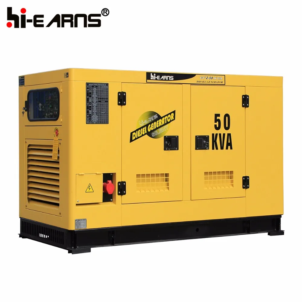 Générateur Hiearns 15kva 25kva 30kva 50kva 60 Kva 65kva 100kva 150kva 500kva étanche refroidi par eau avec grand réservoir de carburant