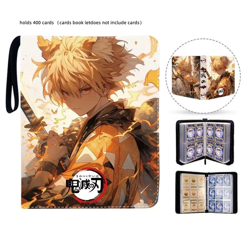 400pcs/900pcs Card Album Book Anime Demon Slayer Kamado Tanjirou Collection Card Zipper Game Cards Binder Holder Kids Gifts Toys