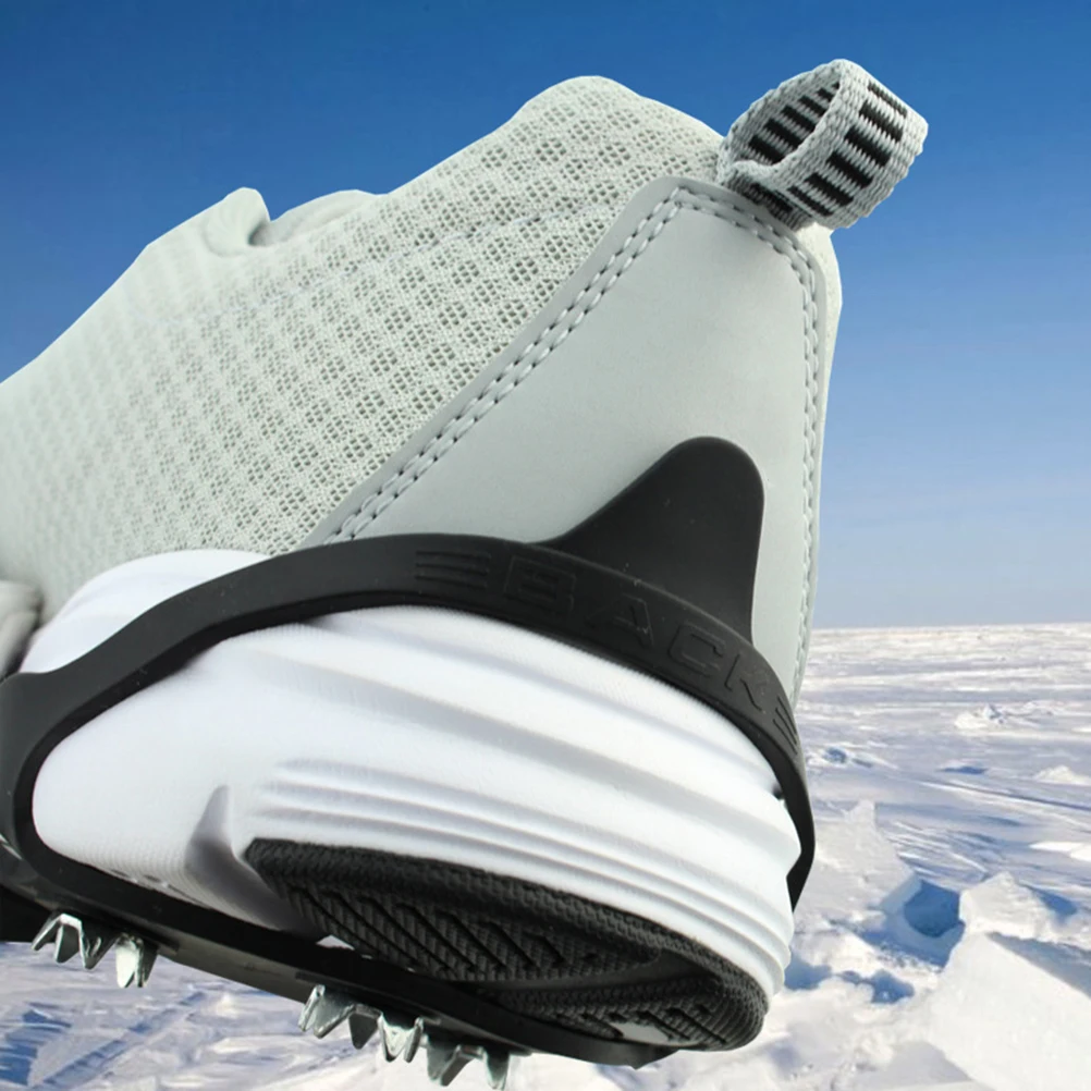 

1Pair 10 Claw Manganese Steel Crampons Ice Snow Grips Hiking Climbing Adjustable Fit Shoes Black Xl