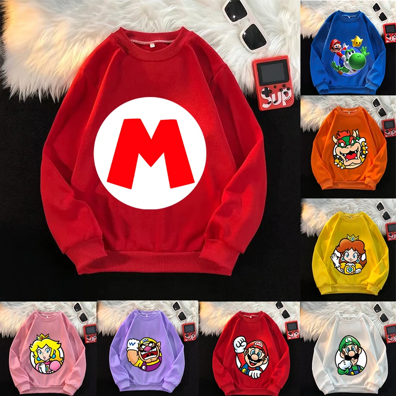 

Super Marioed Kids Hoodie Cute Cartoon Sweatshirt for Boys Girls Fashion Anime Child Top Homewear Round Neck Sportswear Hot Gift
