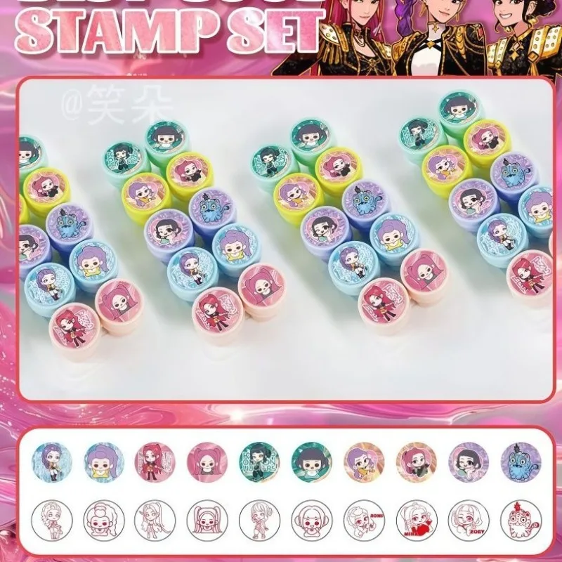 Sello de sello de cazadores de demonios Kpop, decoración de Anime para álbum de recortes, pintura de sello de figura bonita para estudiantes, sello de recompensa de papelería para niños, 10 Uds.