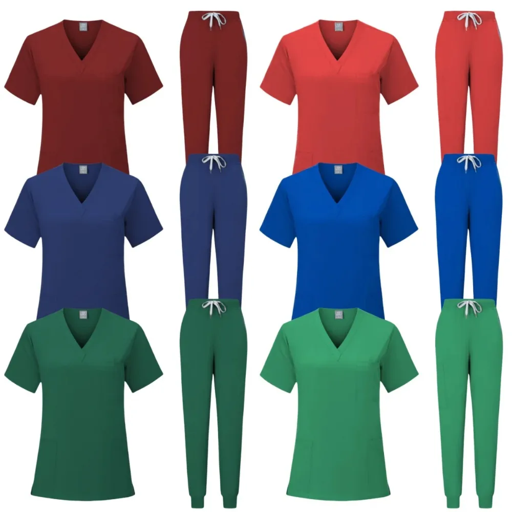 

Костюм для женщин: дышащая медицинская униформа (топ и брюки) для салонов красоты, ветеринарных клиник, зоомагазинов, СПА и медсестер.