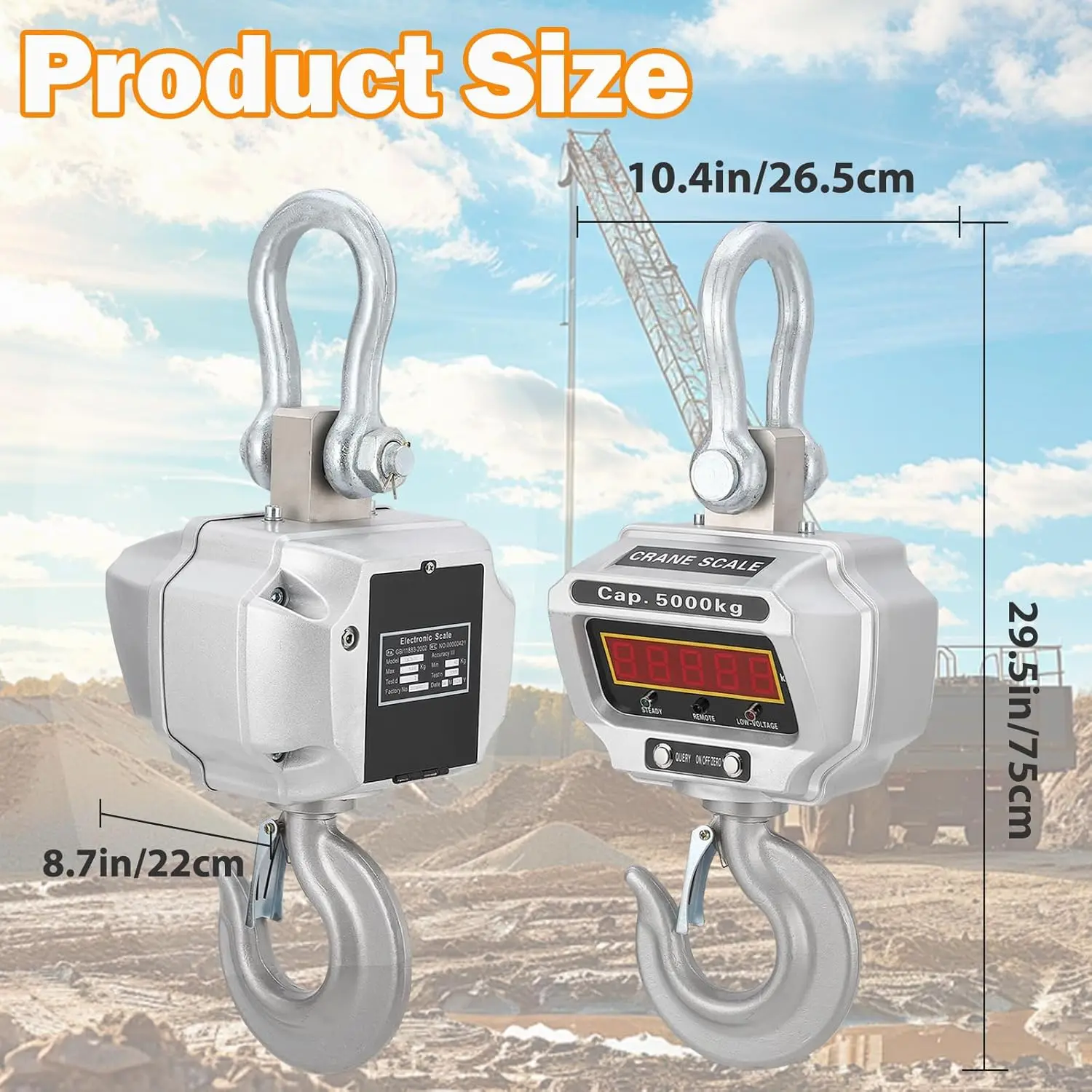 Hanging Scale,Heavy Duty Industrial Scale with Remote,Led Display, Aluminum High-Precision Electronic Crane Scale for Farm