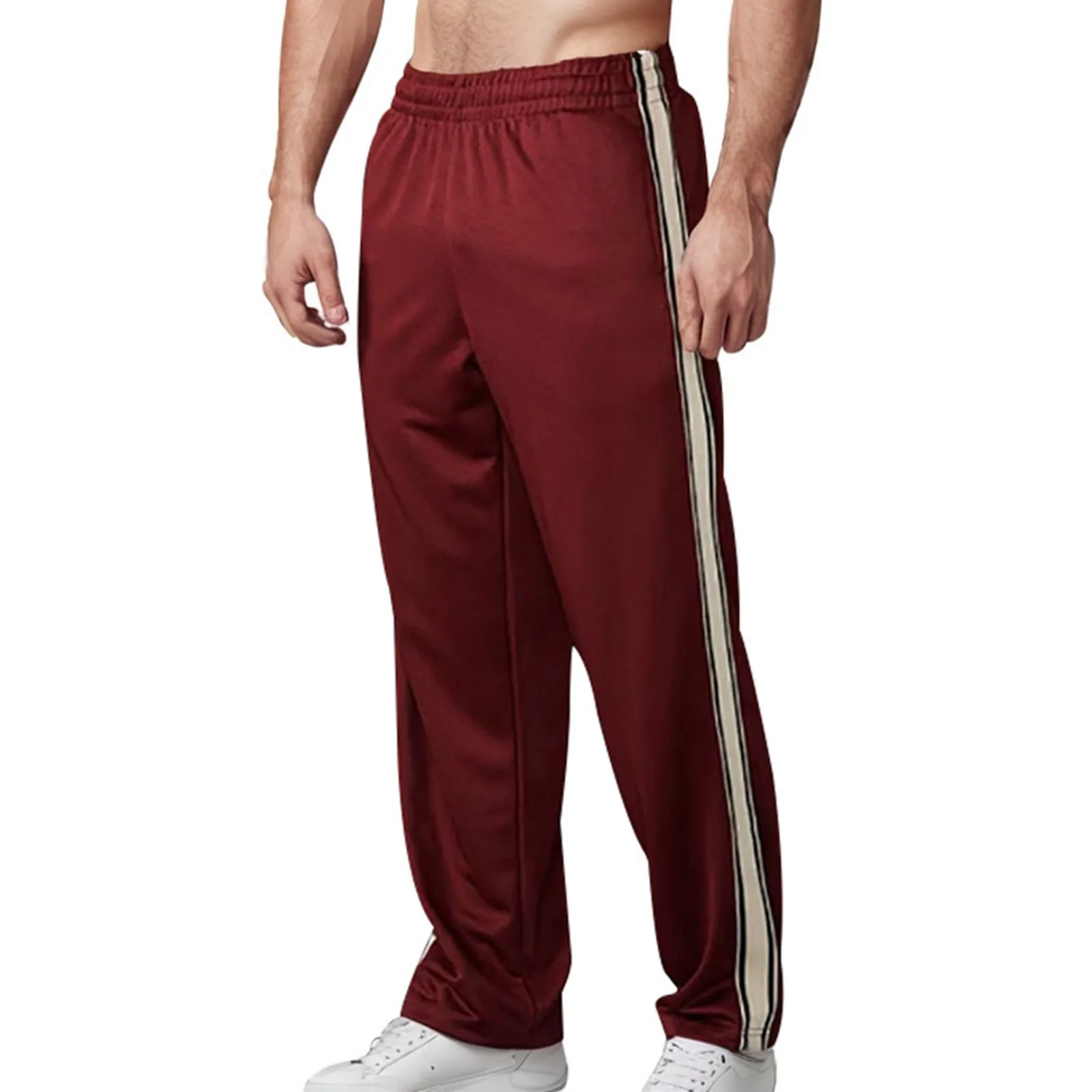 Men's Casual Sweatpants Pants Soft Comfy Loose Striped Wide Leg Trousers Sports Running Jogger Straight Leg Fitness Pants