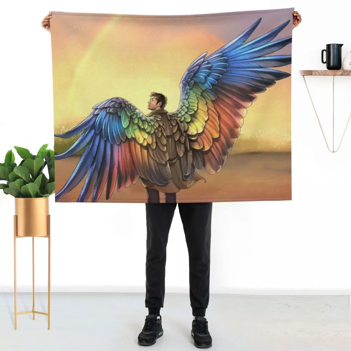 Rainbow Angel Throw Blanket Luxury Thicken Heavy wednesday blankets ands Plush Weighted Blankets