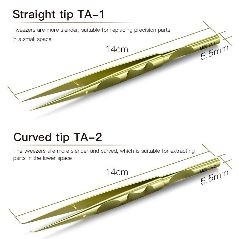 

MaAnt Titanium Alloy Non-magnetic Stainless Steel Flying Lead High Precision Tweezers Super Hard Pointed Elbow For Mobile Repair