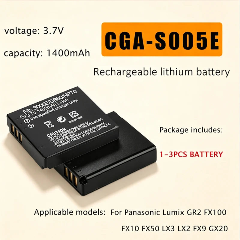 CGA-S005E S005 DMW-BCC12 Battery 1400mAh Rechargeable Batteries for Panasonic Lumix GR2 FX100 FX10 FX50 LX3 LX2 FX9 GX20 FX07