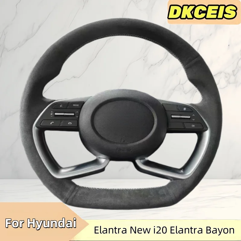 

Чехол на руль автомобиля замшевая кожа черный для Hyundai Elantra новый i20 elantra bayon 2022 2023 чехол для оплетки рулевого колеса
