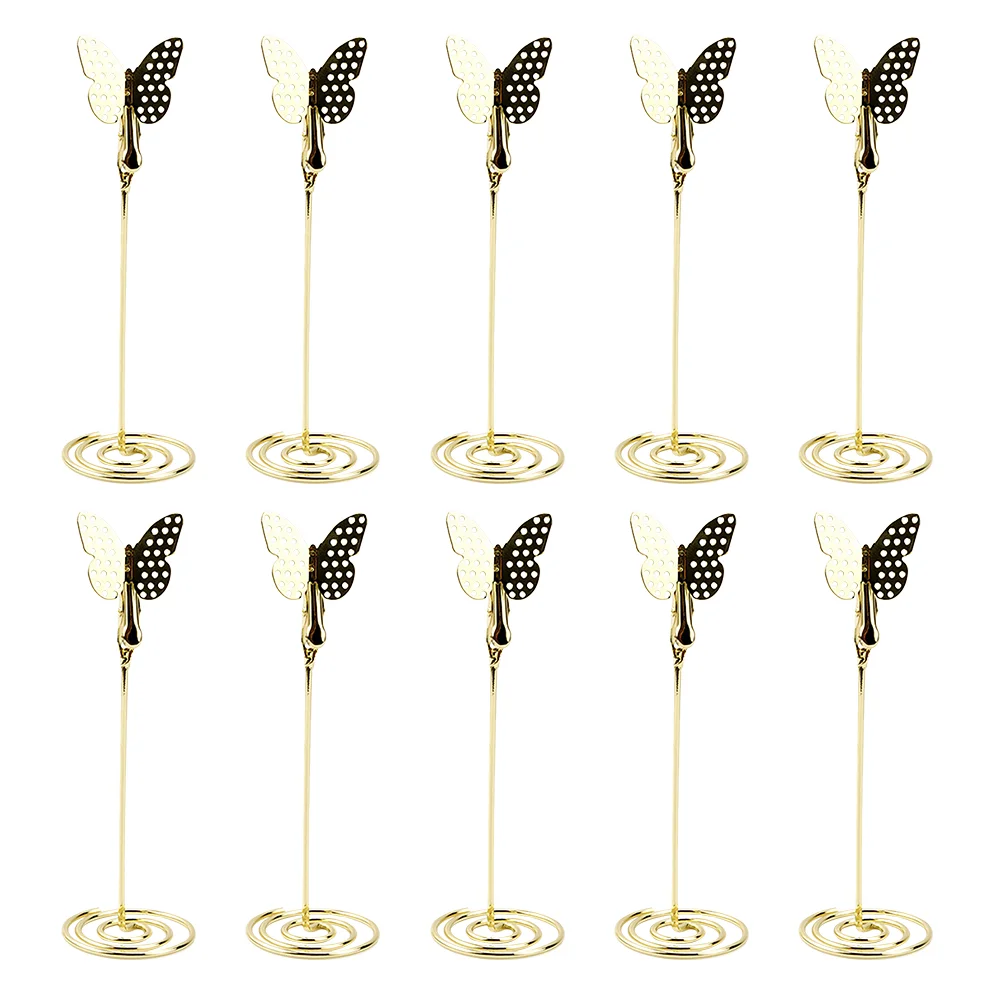 

10 Pcs Wedding Seat Holder Picture Holders for Tables Wire Cords Number Photo Stand Easel Centerpieces Party Business Card