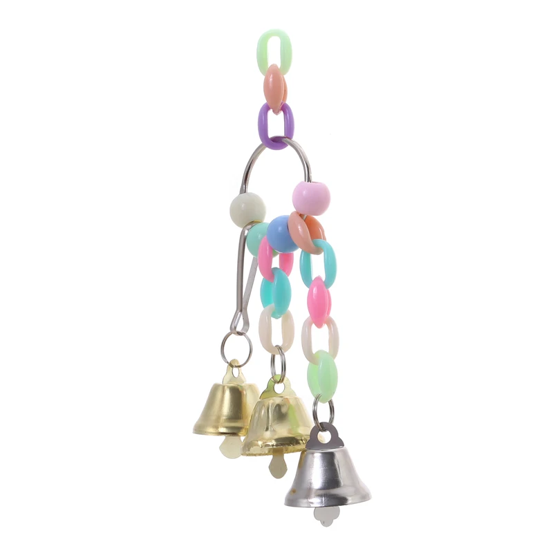 1Pc Parrot Bite Toy Bird Ring Bell Parrot Hanging Swing Chain Toy Parakeet Chew Swings Toy with Hanging Bells Bird Accessories