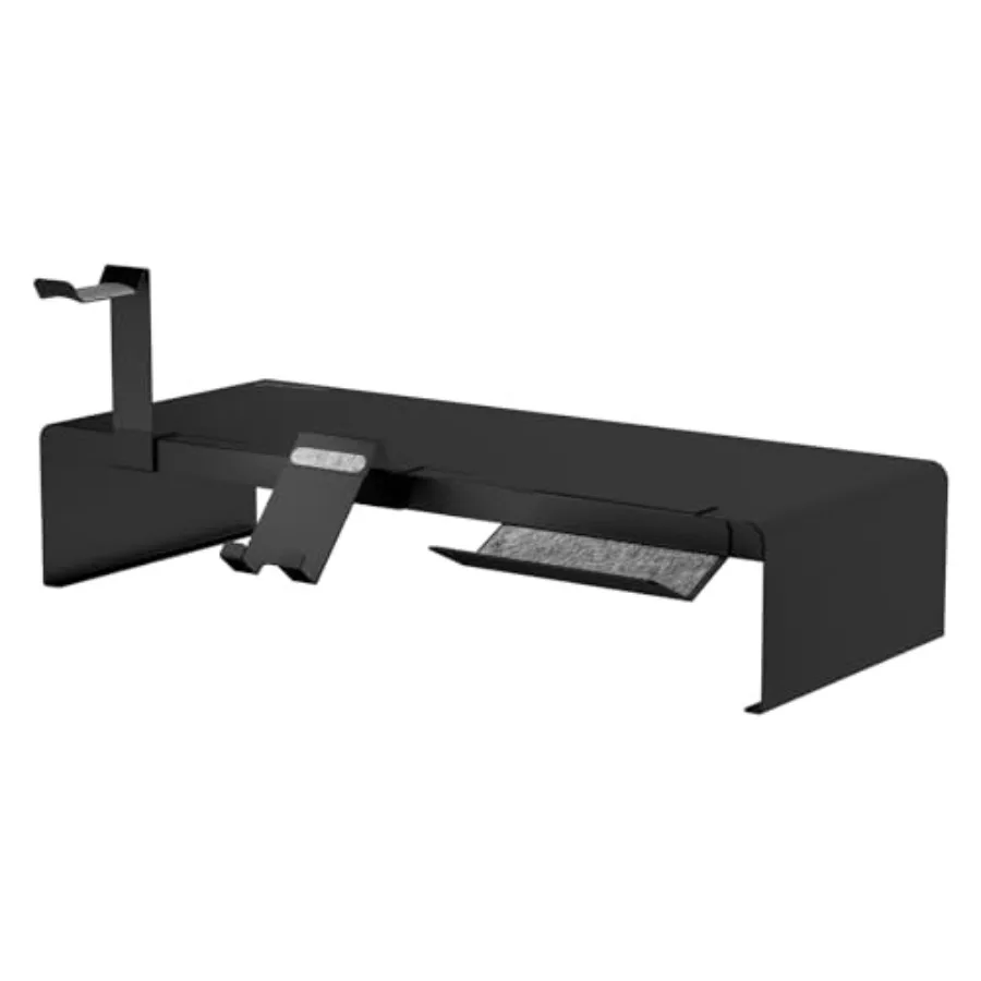 Technology Monitor Stand Riser with Removable Phone and Headphone Holder and Storage Tray Supports up to 44 Pounds Silver