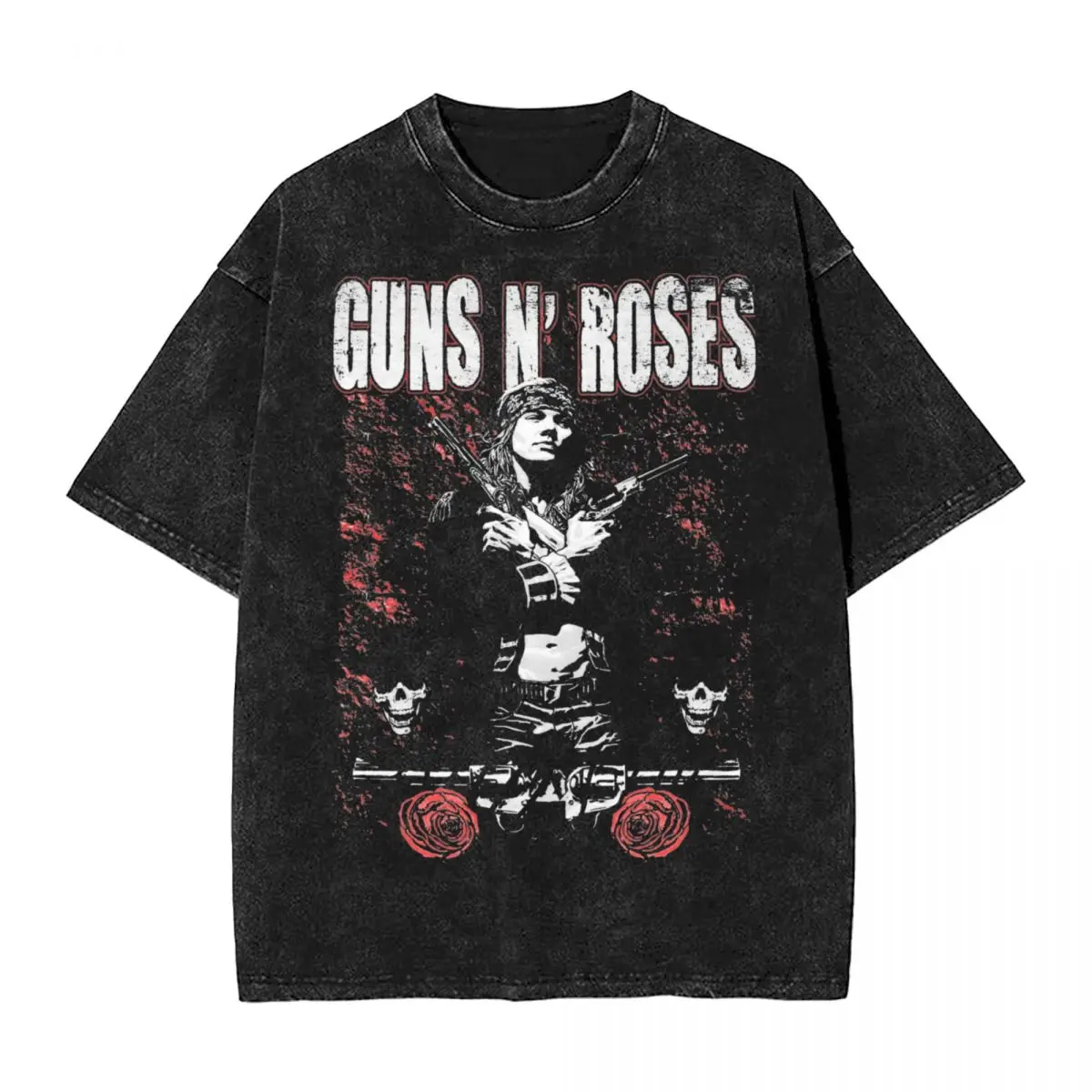 Washed T Shirts Guns N Roses Hip Hop Vintage T-Shirt Oversize Streetwear Short Sleeve Graphic Printed Tops Tees for Men Women