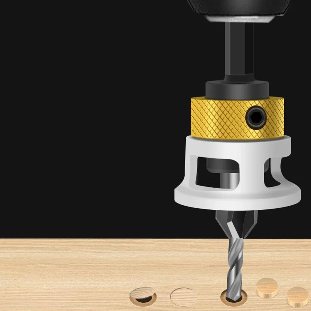 Countersink เจาะ Bits ความลึกหยุด Hex Shank Hole เปิดไม้อลูมิเนียมจํากัด 4 ใบมีดเจาะเครื่องมือ Chamfering