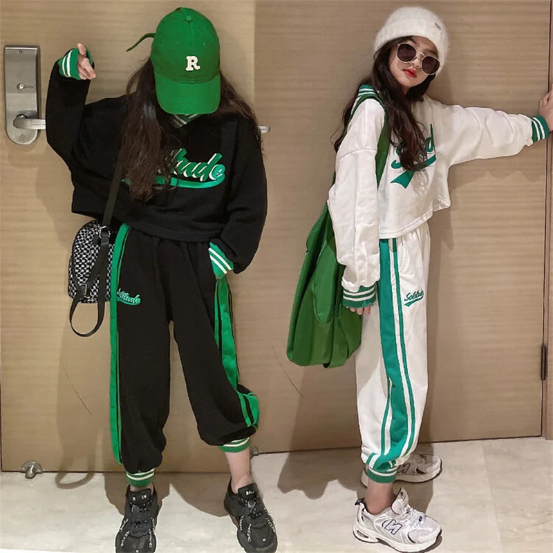 

Girls Suit Sweatshirts +Pants Cotton 2Pcs/Sets 2023 New Spring Summer School Outfits Sports Sets Kid Baby Children Clothing