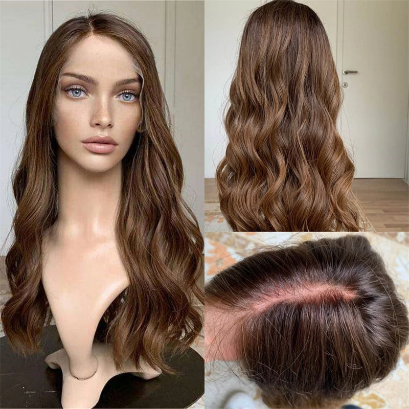 

13x4 Ombre Chocolate Brown Blonde Wig Soft HD Lace Front Wig High Quality Synthetic Wigs 26 Inch for Cosplay Daily Party Use