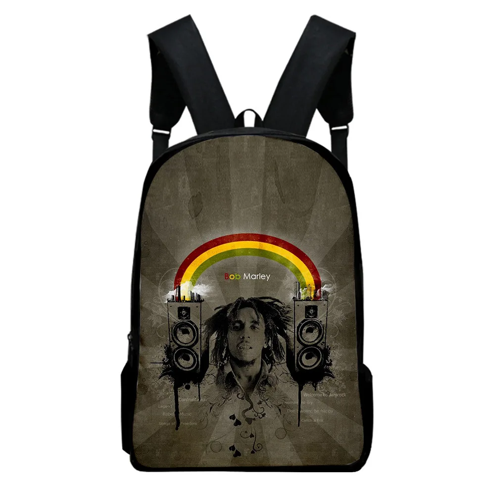 Hip Hop Youthful  Funny Bob Marley Student School Bags Notebook Backpacks 3D Printed Oxford Waterproof Boys/Girls Travel Bags