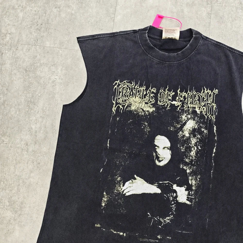Yao Fashion Casual Oversize Sleeveless Baggy Print Tops Men Clothing Band Punk Rock Retro Cotton Tank