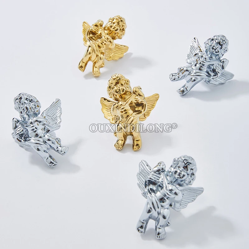 Creative 4PCS Solid Brass Angels Furniture Pulls Handles Drawer Knobs Cupboard Wardrobe Closet Dresser Shoe Cabinet Pulls Knobs