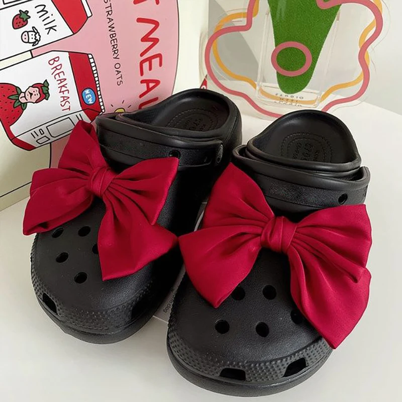 1 Pc Bow Shoe Clip Shoes Hole Shaped Slippers Shoe Buckle Women Shoe Decoration Decorative Clips Silk Bow Charm Buckle