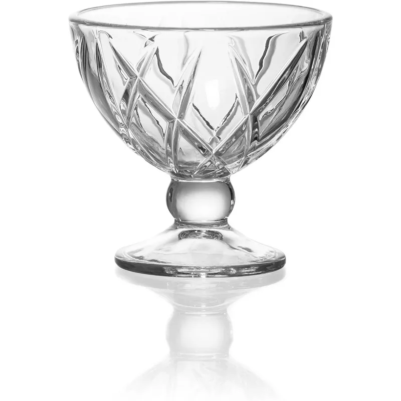 

Classic Footed Dessert Cups, Premium Crystal Clear Glass Ice Cream Bowls - Perfect for Parfait Fruit Salad or Pudding, Set of 6