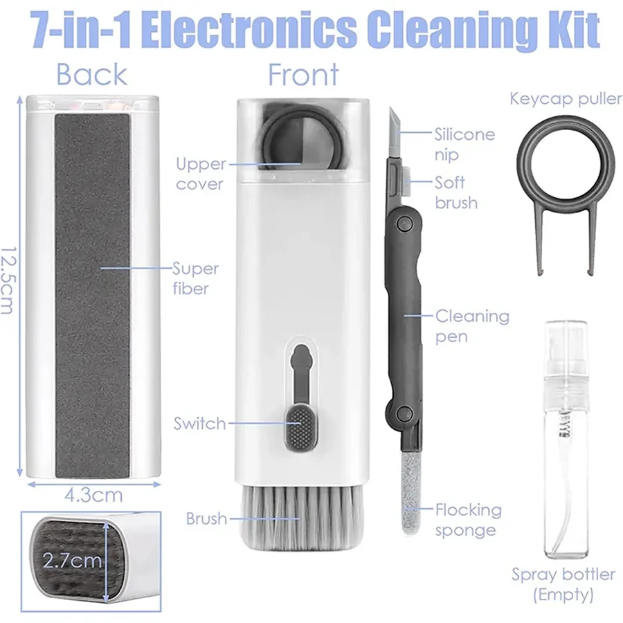 7-in-1 Computer Keyboard Cleaner Keycap Removal Cleaning Kit Earphone Cleaning Pen for Phone Tablet Screen Cleaning Brush Tool