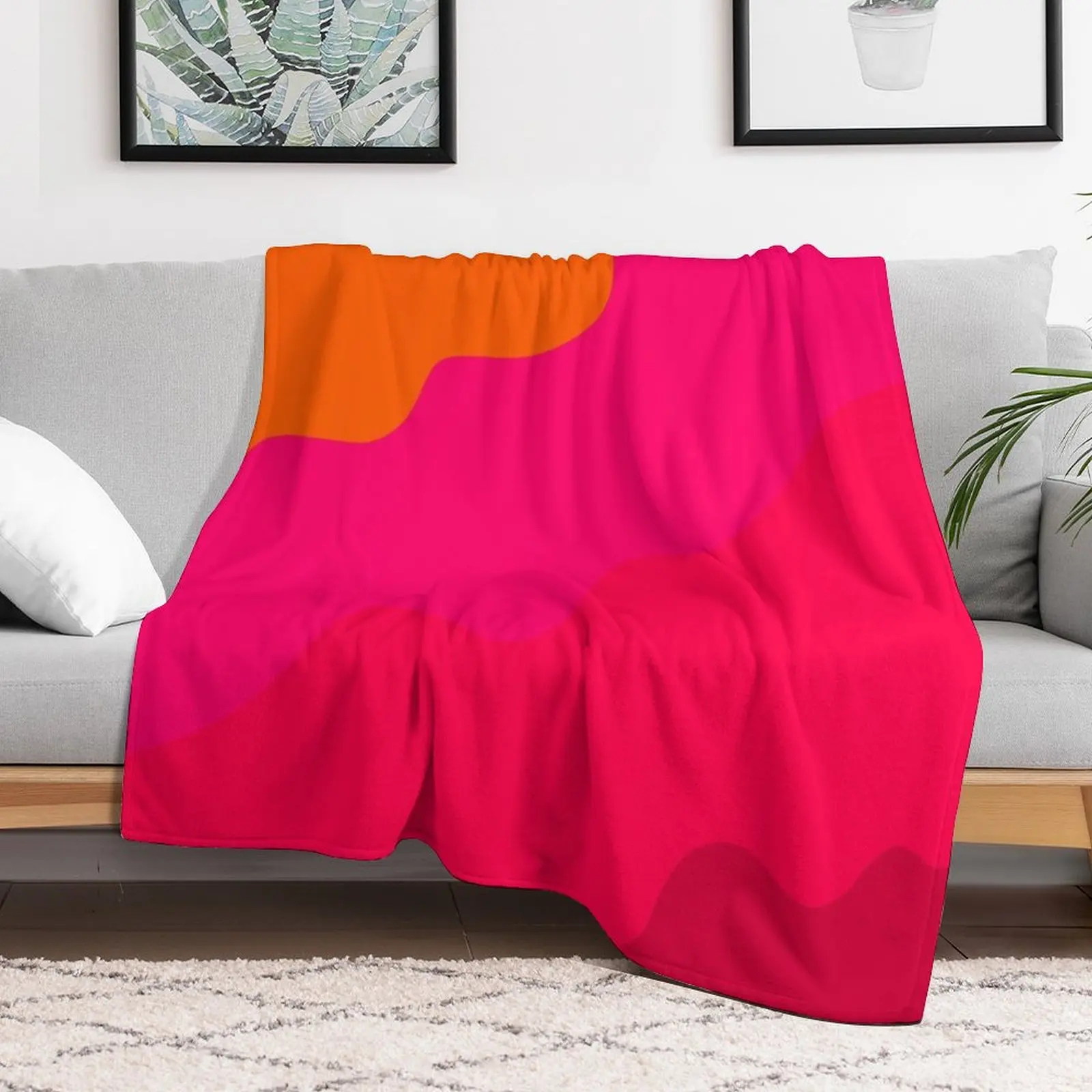 

Hot Pink to Orange Throw Blanket Loose Single Large Blankets