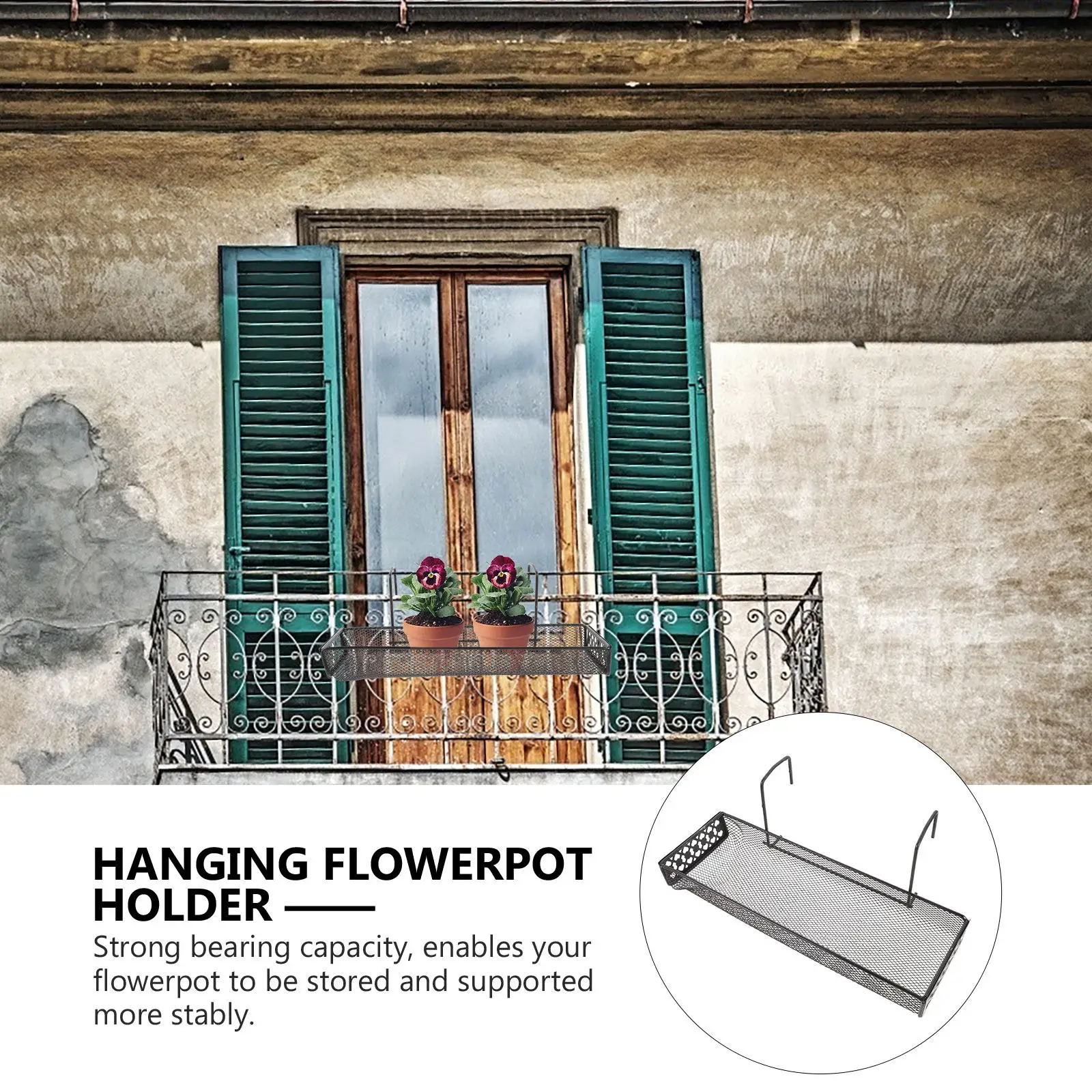 Balcony Plant Hanger Rack Heavy Duty Iron Flower Pot Holder for Outdoor Indoor Use Hanging Shelf for Succulents Bonsai Garden view 3