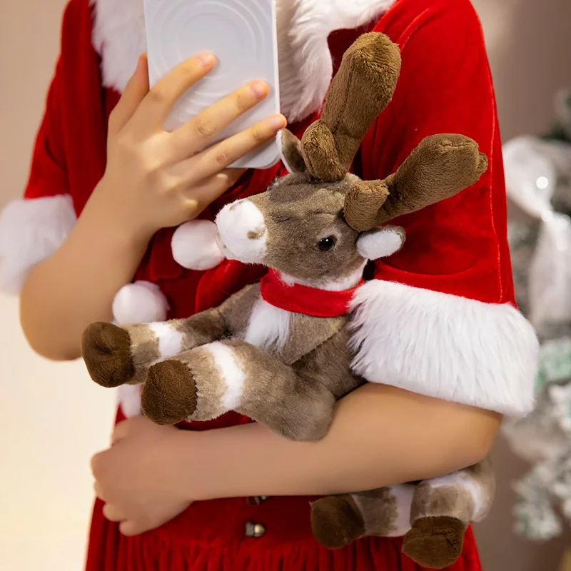 نابض بالحياة الرنة ديكور محاكاة الرنة ألعاب من نسيج مخملي عيد الميلاد الغزلان بلوشيز دمية عيد الميلاد الأيائل ديكور المنزل عيد الميلاد السنة الجديدة ديكور طفل هدية #5