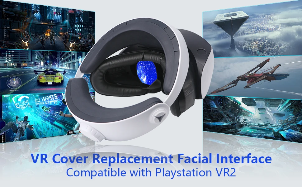 Kompatibel mit dem Austausch der PlayStation VR2-Gesichtshalterung; VR PU-Leder-Gesichtsschnittstellen-Pad-Schutz für PSVR2 – Detail 1