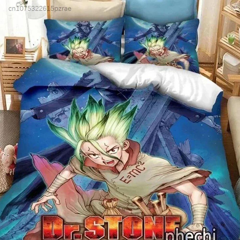 3D Anime Dr.STONE Bedding Set Printed Bed Set With Pillowcase Bed Duvet Cover Soft Queen King Size Bedclothes Home