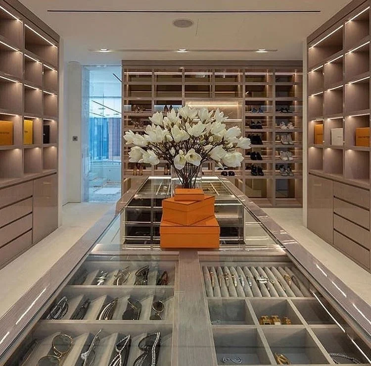 Italian Style Cabinet Walkin Closet Melamine Finished Plywood Walk Closet Design Customized Size U Shape Wardrobes