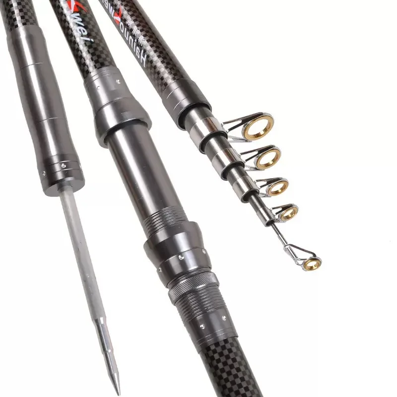 Telescopic Spinning Fishing Rod Portable Rotary Carbon Fishing Rod 2.4M,2.7M,3.6M,3.9M,4.5M Distance Throwing Rod  Fishing Pole