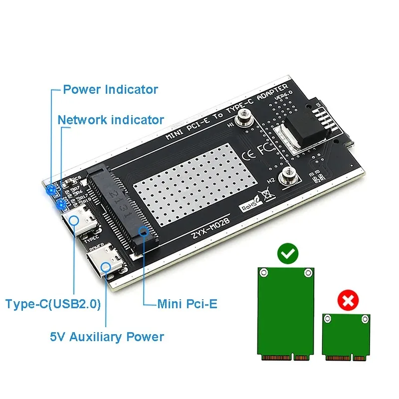 Mini PCI toTYPE-C USB2.0 Riser Card 3G 4G Modem Dongle For Quectel EP06-E EC25-E EC25-AF EC25-A EC25-J SIMCOM SIM7600SA-H Module