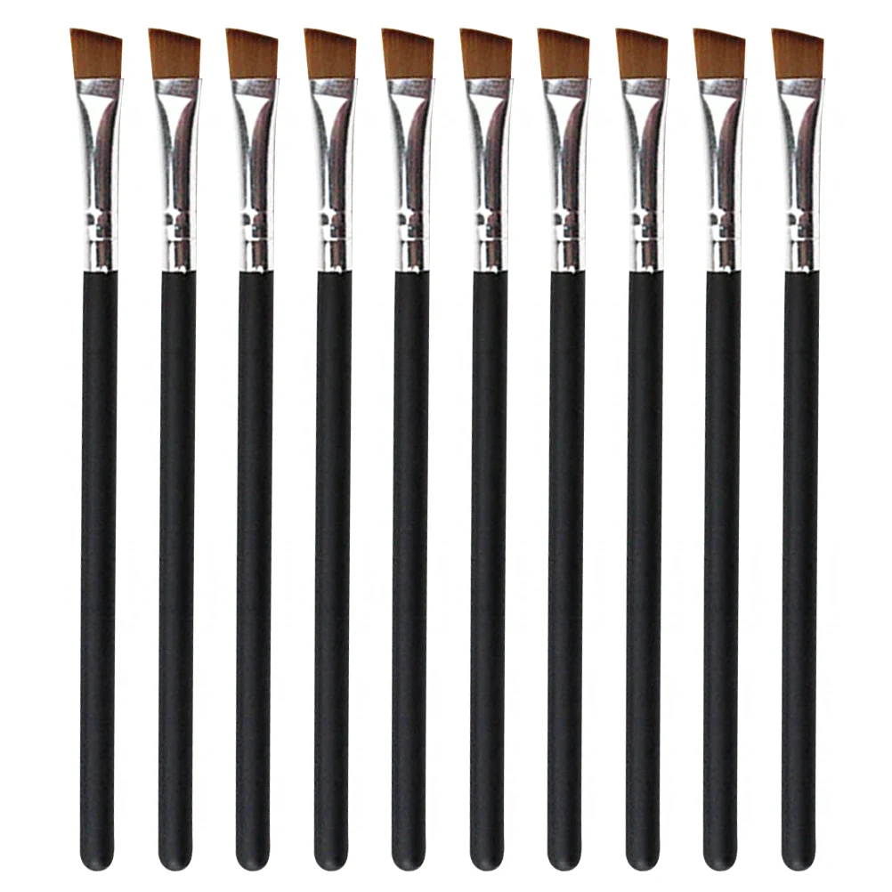 10Pcs Eyebrow Brush Set Premium Nylon Mini Makeup Brushes Black Smooth Wooden Handle Portable Supplies for Salon Home