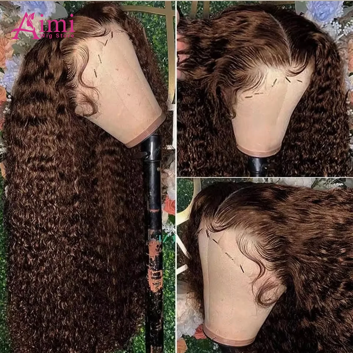 200 Dichtheid Chocoladebruin Menselijk Haar Pruik Diepe Golf 30 Inch 13x6 Hd Kant Voor Menselijk Haar Pruik Braziliaanse Gekleurde Pruiken Voor Vrouwen